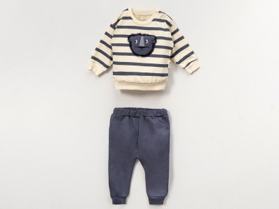 Toptan VOVİDO Aslan Nakışlı Erkek Bebe Takım - Toptan Çocuk Giyim Beniz Kids