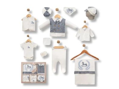 Toptan BABY ZUHU At Nakışlı Erkek Bebe Hastane Çıkış 10lü Set  - Toptan Çocuk Giyim Beniz Kids