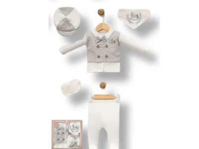 Toptan BABY ZUHU At Nakışlı Erkek Bebe Hastane Çıkış 5li Set  رمادي - Beniz Bebe