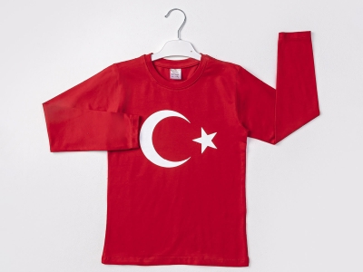 Toptan LOLLİCO KİDS Ay Yıldız Bayrak Baskılı Unisex Uzun Kollu Badi - Toptan Çocuk Giyim Beniz Kids