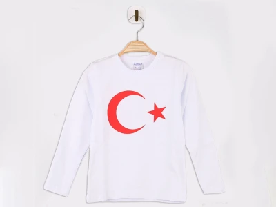 Toptan LOLLİCO KİDS Ay Yıldız Bayrak Baskılı Unisex Uzun Kollu Badi - Toptan Çocuk Giyim Beniz Kids