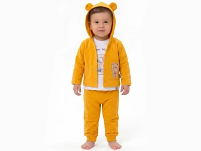 Ayı Baskılı 3'lü Erkek Bebe Takım