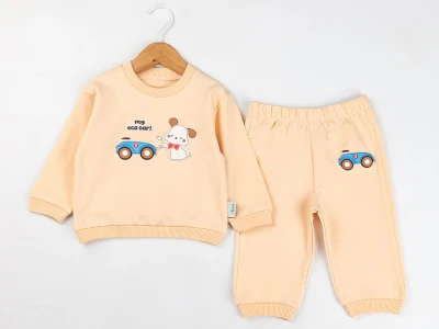 Toptan COMİX Ayıcık & Araba Baskılı Erkek Bebe Takım  - Toptan Çocuk Giyim Beniz Kids