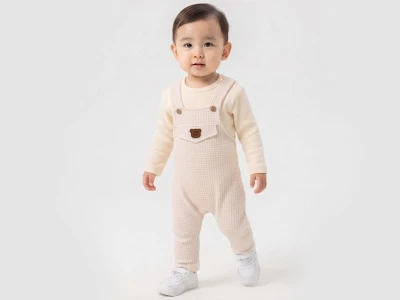 Toptan CAYZEN Ayıcık Armalı Erkek Bebe Salopet Takım  - Toptan Çocuk Giyim Beniz Kids