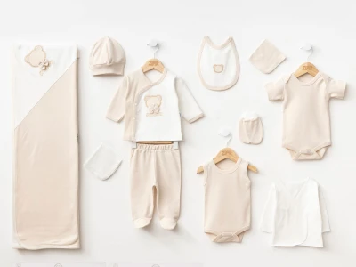 Toptan ZIPIR Ayıcık Baskılı Erkek Bebe Hastane Çıkışı 10lü Set - Toptan Çocuk Giyim Beniz Kids