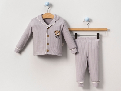 Ayıcık Baskılı Erkek Bebe Pijama Takım