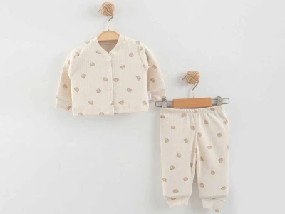 Ayıcık Baskılı Erkek Bebe Pijama Takım