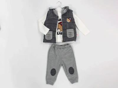 Ayıcık Baskılı Erkek Bebe Takım 