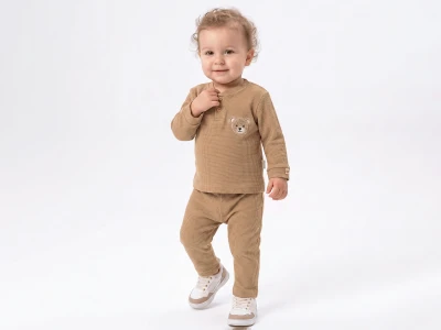 Ayıcık Baskılı Erkek Bebe Takım 