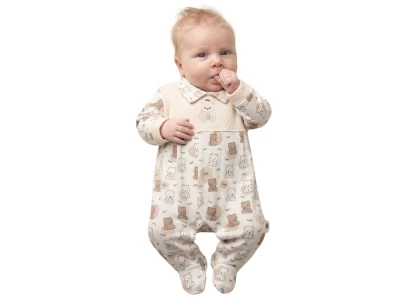 Ayıcık Baskılı Erkek Bebe Tulum 