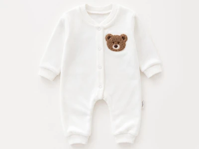 Toptan SÜPERMİNİ  Ayıcık Baskılı Erkek Bebe Tulum - Toptan Çocuk Giyim Beniz Kids