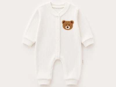 Toptan SÜPERMİNİ  Ayıcık Baskılı Erkek Bebe Tulum Model-2 - Beniz Bebe