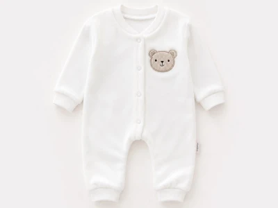 Toptan SÜPERMİNİ  Ayıcık Baskılı Erkek Bebe Tulum  Model-2 - Beniz Bebe