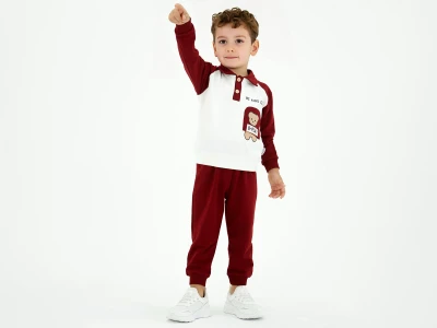 Toptan BICIR KİDS Ayıcık Baskılı Erkek Takım - Toptan Çocuk Giyim Beniz Kids