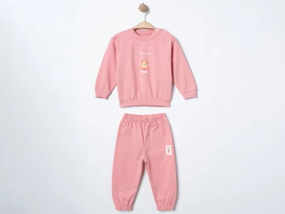 Toptan ÇITIR KİDS Ayıcık Baskılı Kız Bebe Takım  مسحوق - Beniz Bebe