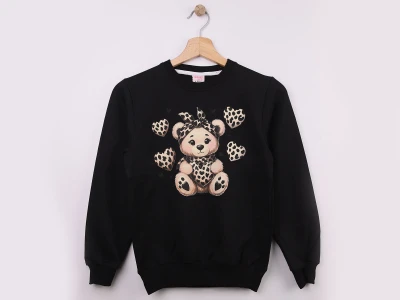 Toptan WENGE KİDS Ayıcık Baskılı Kız Sweat - Toptan Çocuk Giyim Beniz Kids