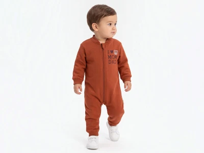 Toptan BAM-BİNO Ayıcık Baskılı Şardonlu 3 İp Bebek Tulum - Toptan Çocuk Giyim Beniz Kids
