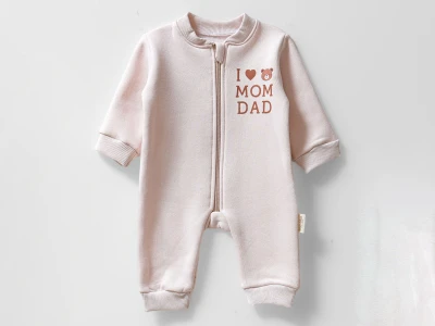 Toptan BAM-BİNO Ayıcık Baskılı Şardonlu 3 İp Bebek Tulum BEJ - Beniz Bebe