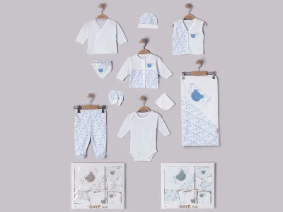 Ayıcık Desenli Erkek Bebe 10lu Hastane Çıkış Set