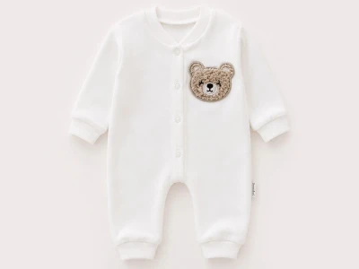 Toptan SÜPERMİNİ  Ayıcık Desenli Erkek Bebe Tulum - Toptan Çocuk Giyim Beniz Kids