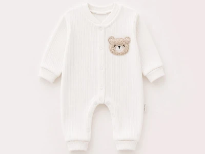 Toptan SÜPERMİNİ  Ayıcık Desenli Erkek Bebe Tulum Model-2 - Beniz Bebe