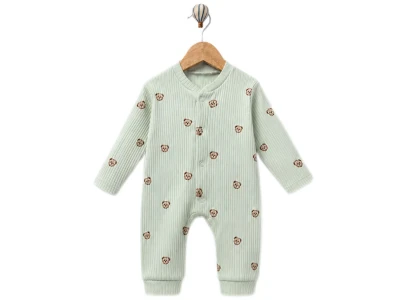 Toptan SÜPERMİNİ  Ayıcık Desenli Erkek Bebe Tulum - Toptan Çocuk Giyim Beniz Kids