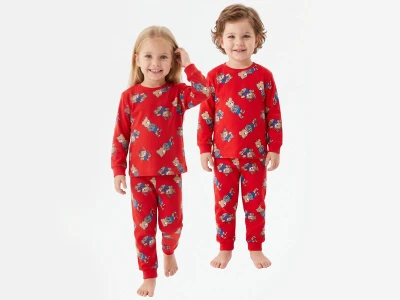 Toptan İSOBEL Ayıcık Desenli Unisex Bebek Pijama Takım  - Toptan Çocuk Giyim Beniz Kids