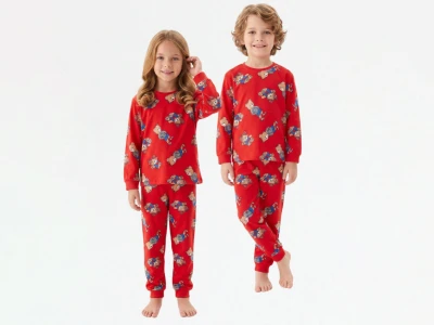 Toptan İSOBEL Ayıcık Desenli Unisex Süprem Pijama Takım - Toptan Çocuk Giyim Beniz Kids