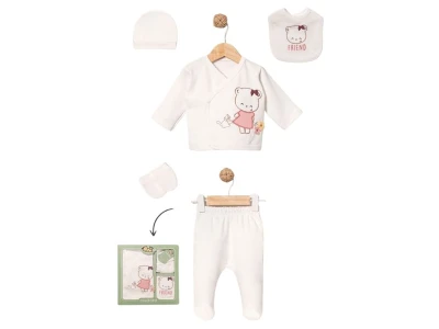 Toptan BABY ZUHU Ayıcık Detay 5'li Hastane Çıkışı Kız Bebek Zıbın Set - Toptan Çocuk Giyim Beniz Kids