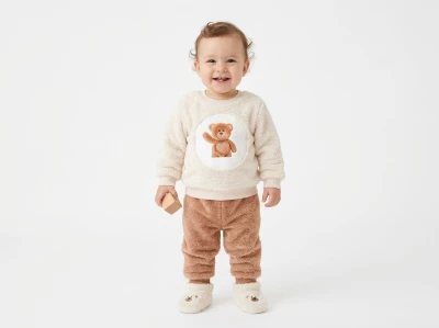 Toptan BAM-BİNO Ayıcık Detay Kız Bebek Takım - Toptan Çocuk Giyim Beniz Kids