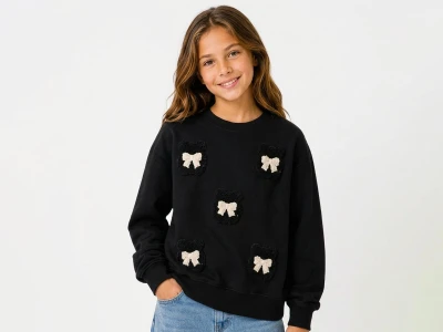 Toptan İ-CAN Ayıcık Detay Kız Çocuk Sweat - Toptan Çocuk Giyim Beniz Kids