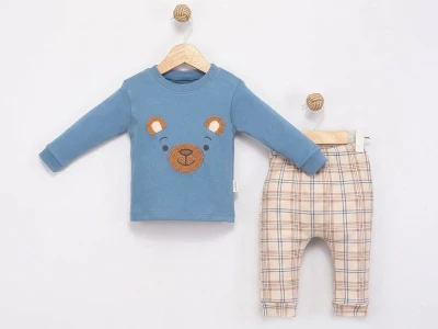 Toptan MİNİMAİ Ayıcık Detaylı Erkek Bebek Takım - Toptan Çocuk Giyim Beniz Kids