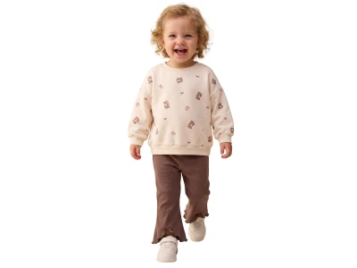 Ayıcık & Kalp Baskılı Kız Bebe Takım 3 İp