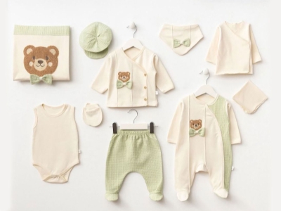 Ayıcık Nakışlı 10lü Erkek Bebe Hastane Çıkışı Set