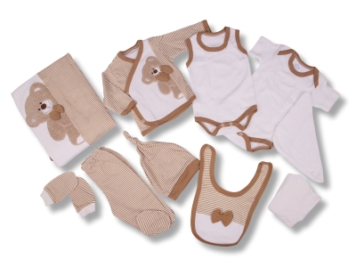 Ayıcık Nakışlı Erkek Bebe 10lu Hastane Çıkış Set