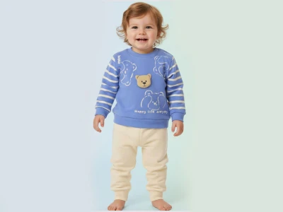 Toptan KARACON Ayıcık Nakışlı Erkek Bebe Takım   - Toptan Çocuk Giyim Beniz Kids