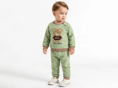 Toptan ÇITIR KİDS Ayıcık Nakışlı Erkek Bebe Takım   - Toptan Çocuk Giyim Beniz Kids