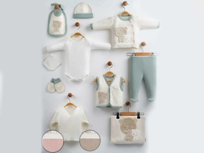  Ayıcık Nakışlı Kız  Bebe 10lu Hastane Çıkış Set
