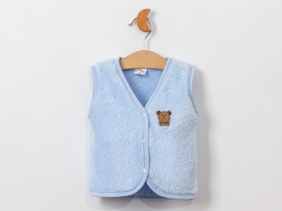 Toptan AYYILDIZ BEBE Ayıcık Nakışlı Unisex Peluş Bebe Yelek - Toptan Çocuk Giyim Beniz Kids