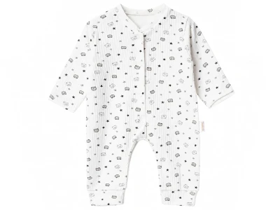 Toptan SÜPERMİNİ  Ayıcık & Yıldız Desenli Erkek Bebe Tulum  - Toptan Çocuk Giyim Beniz Kids