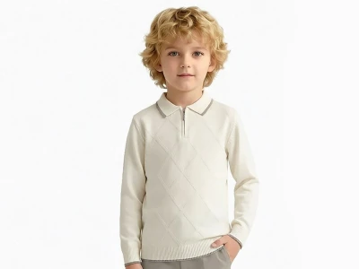Toptan METEX Baklava Desenli Triko Polo Yaka Erkek Sweat  - Toptan Çocuk Giyim Beniz Kids
