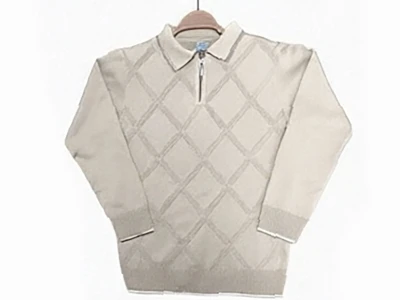 Toptan METEX Baklava Desenli Triko Polo Yaka Erkek Sweat  GRİ - Beniz Bebe