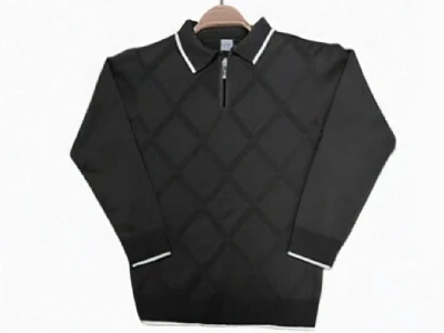 Toptan METEX Baklava Desenli Triko Polo Yaka Erkek Sweat  SİYAH - Beniz Bebe