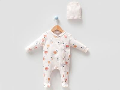 Bal Kabağı Desenli Kız Bebe Tulum