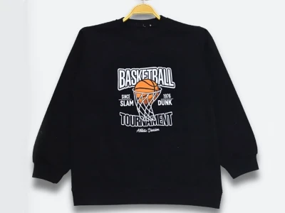 Toptan DIGIDIK KİDS Basketball Baskılı 2 İp Erkek Sweat  SİYAH - Beniz Bebe