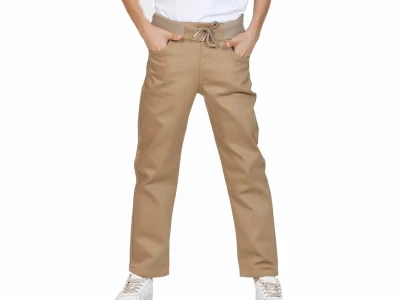 Bej Renk Düz Paça Unisex Pamuklu Okul Tek Alt 