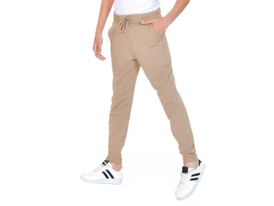 Bej Renk Lastikli Paça Unisex Okul Eşofman Tek Alt  