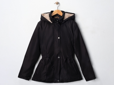Toptan CARİNO Beli Lastikli Kız Mont Black - Beniz Bebe
