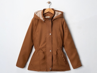 Toptan CARİNO Beli Lastikli Kız Mont Brown - Beniz Bebe
