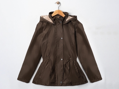 Toptan CARİNO Beli Lastikli Kız Mont Khaki - Beniz Bebe